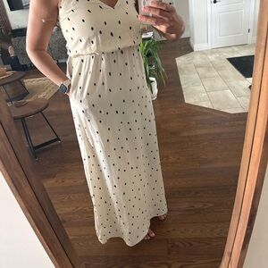 Everly Cream Maxi Dress with Black Polka Dots